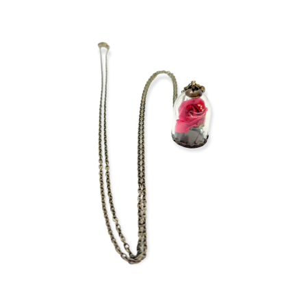 Necklace bronze with glass roze flower3